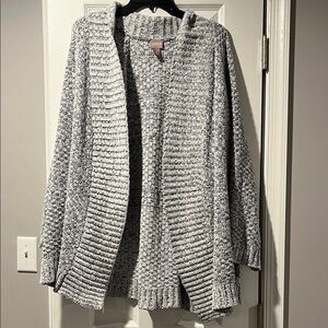 Chicos 3 Cozy Open Front Cardigan woman’s XL chunky yarn knit